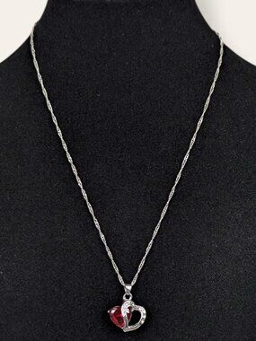 (2/$20) Dainty Red & Cut Out Heart Pendant Necklace